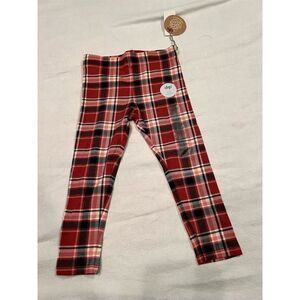 H&M Baby Girl Plaid Leggings Red Checkered 18-24 Months Full‎ Length